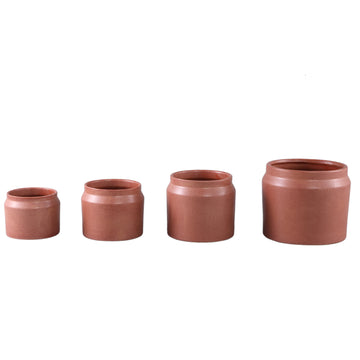 Flowerpot – Red surface, Round shape, Rim structure, Porcelain, XS – Jillanne | PTMD
