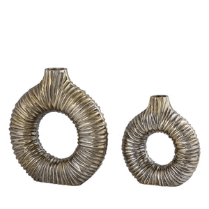 Vase – Open Design, Cast Aluminum, Gold Finish, S – Jiss | PTMD
