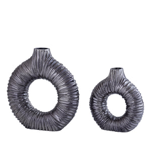 Vase – Modernes Design, Runde Form, Aluminium Material, Silber, S – Jiss | PTMD