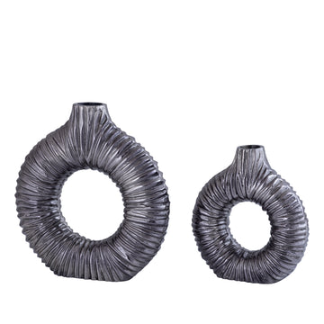 Vase – Modernes Design, Runde Form, Aluminium Material, Silber, S – Jiss | PTMD