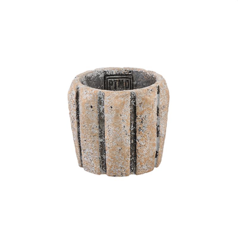 Flowerpot - Round Cement, Line Pattern, Taupe, XS – Imani | PTMD