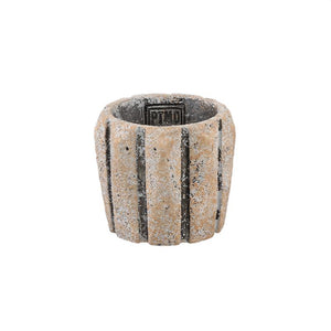 Flowerpot - Round Cement, Line Pattern, Taupe, XS – Imani | PTMD