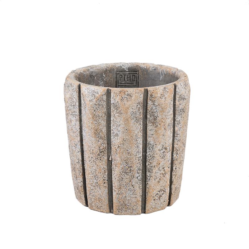 Flowerpot - Round Cement, Line Pattern, Taupe, L – Imani | PTMD