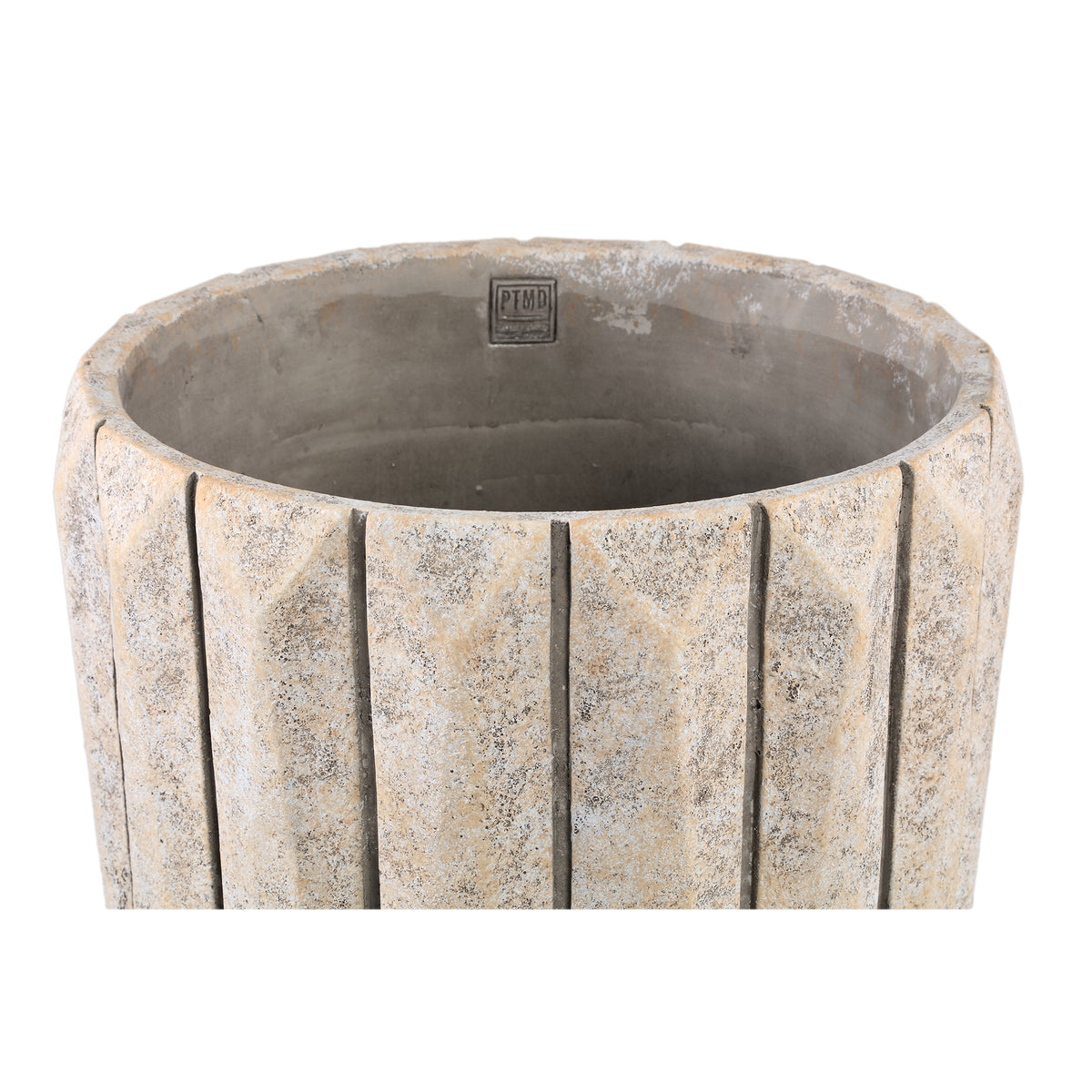 Flowerpot - Round Cement, Line Pattern, Taupe, L – Imani | PTMD