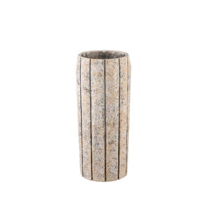 Flower Pot – Taupe Color, Striped Design, Cement Material, Tall Shape, M – Imani | PTMD