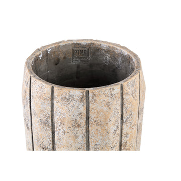 Blumentopf - Runder Zement, Linienmuster, Taupefarbe, Hohe Form, L – Imani | PTMD