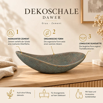 Bowl - Cement, organic shape, Grey, handmade, S – Dawer | PTMD