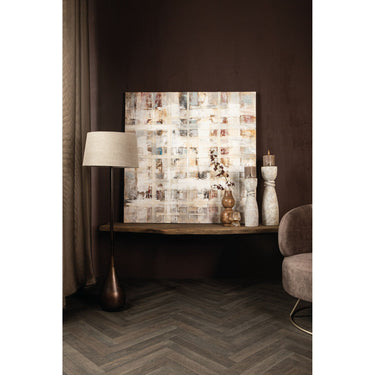 Polyester canvas wall panel with pine wood frame, abstract mix motif and cream finish – Julitta | PTMD