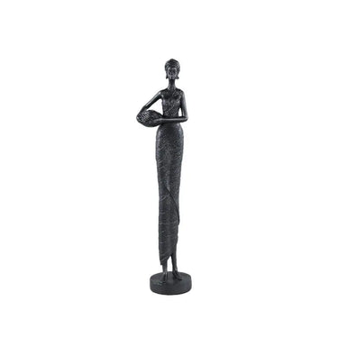 Statue – Frauen Design, Polyresin Material, Schwarz, Topf Haltend Niedrig – Rafah | PTMD