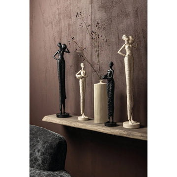 Statue – Frauen Design, Polyresin Material, Schwarz, Topf Haltend Niedrig – Rafah | PTMD