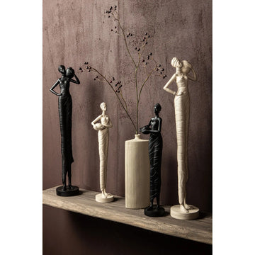 Statue – Frauen Design, Polyresin Material, Schwarz, Topf Haltend Niedrig – Rafah | PTMD
