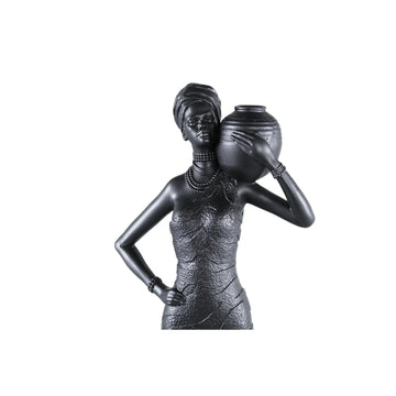 Statue – Frauen Design, Polyresin Material, Schwarz, Topf Auf Schulter – Rafah | PTMD