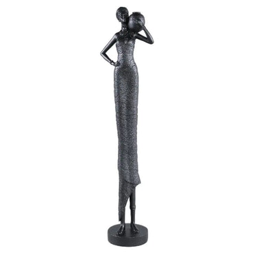 Statue - Polyester, handmade, black, female figure, pot on shoulder - Rafah | PTMD