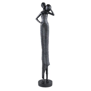 Statue - Polyester, handmade, black, female figure, pot on shoulder - Rafah | PTMD
