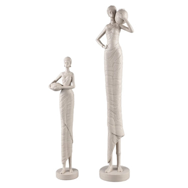 Statue - Polyester, handmade, taupe, female figure, pot on shoulder – Rafah | PTMD