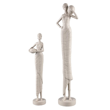 Statue – Frauen Design, Polyresin Material, Taupe, Topf Auf Schulter – Rafah | PTMD