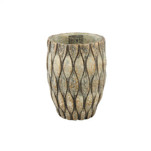 Blumentopf – Runde Form, Gemischte Struktur, Taupe Oberfläche, Zement Material, S – Joedi | PTMD