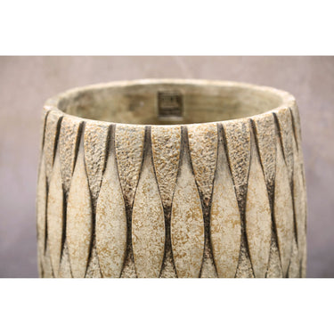 Blumentopf – Runde Form, Gemischte Struktur, Taupe Oberfläche, Zement Material, M – Joedi | PTMD