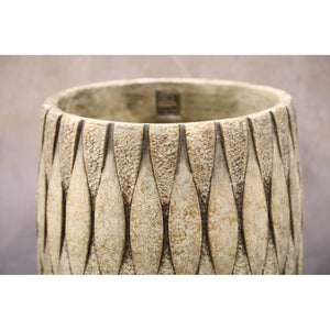 Blumentopf – Runde Form, Gemischte Struktur, Taupe Oberfläche, Zement Material, M – Joedi | PTMD