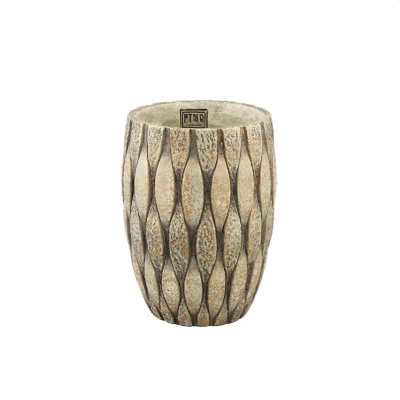 Blumentopf – Runde Form, Gemischte Struktur, Taupe Oberfläche, Zement Material, M – Joedi | PTMD