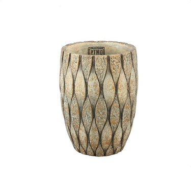 Flowerpot – Round Shape, Mixed Structure, Taupe Surface, Cement Material, L – Joedi | PTMD