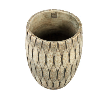 Blumentopf – Runde Form, Gemischte Struktur, Taupe Oberfläche, Zement Material, S – Joedi | PTMD