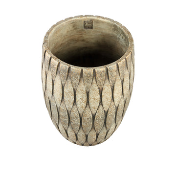 Blumentopf – Runde Form, Gemischte Struktur, Taupe Oberfläche, Zement Material, S – Joedi | PTMD