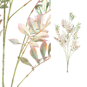 Kunstpflanze - Grünes Kastanienblatt Spray mit rosa Details, Polyester | PTMD