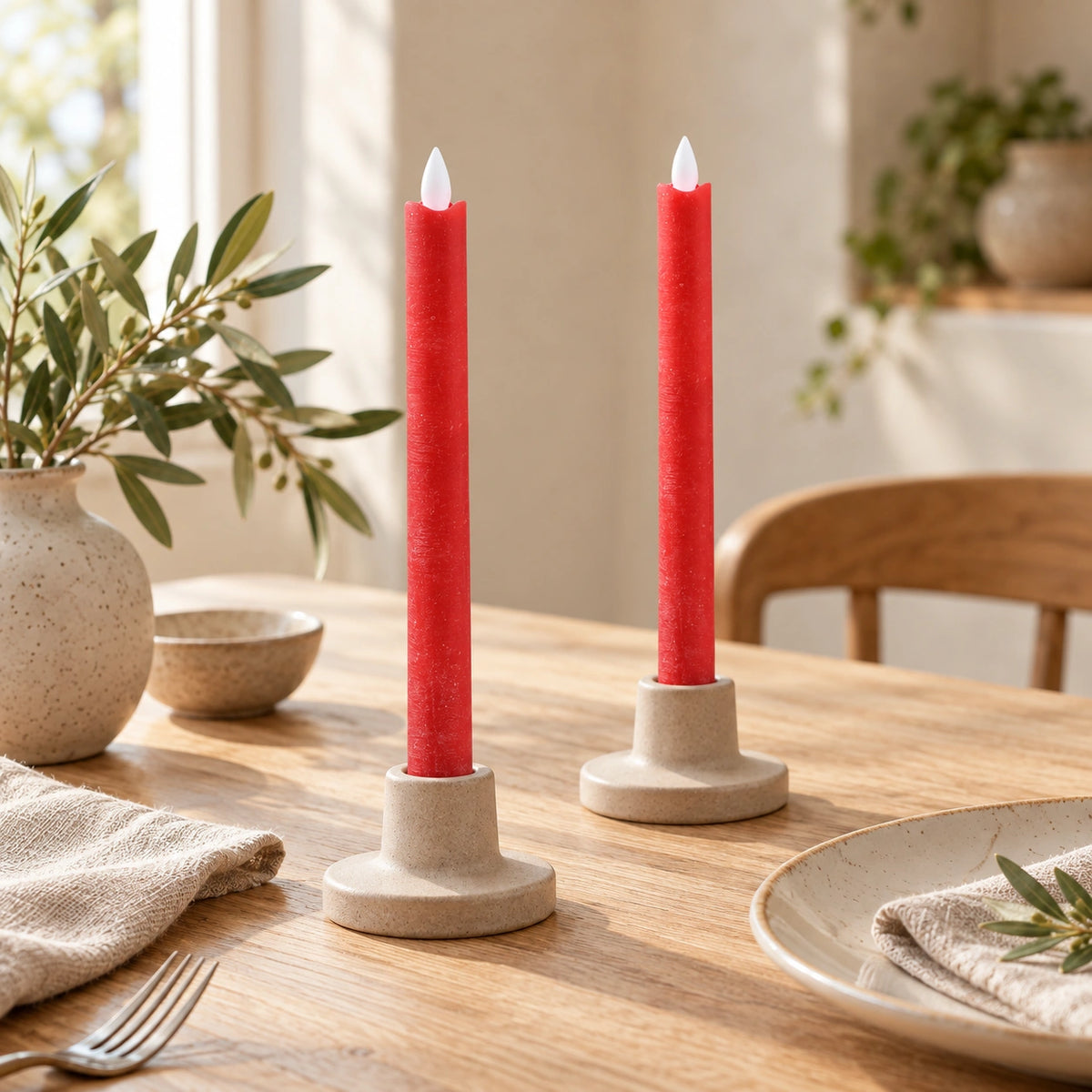 LED taper candle with moving flame and timer function battery operated - Led | PTMD