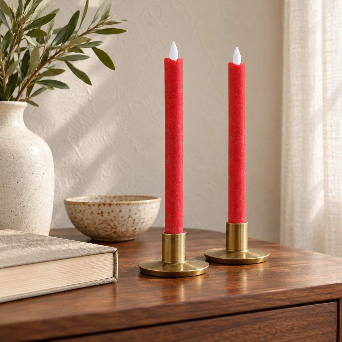 LED taper candle with moving flame and timer function battery operated - Led | PTMD