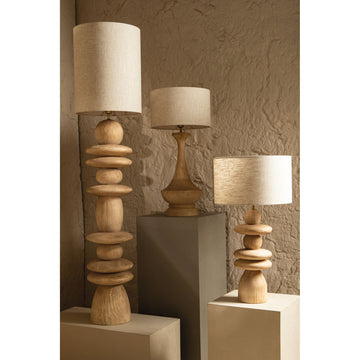 Tischlampe – Rundes Design, Mangoholz, Stabile Basis, Natur – Callain | PTMD