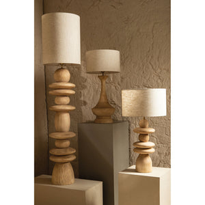 Stehlampe – Rundes Design, Mangoholz, Stabile Basis, Natur – Callain | PTMD