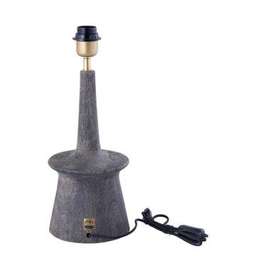 Tischlampe aus Mangoholz mit Anthrazitton und schlankem Design in runder Form – Caelin | PTMD