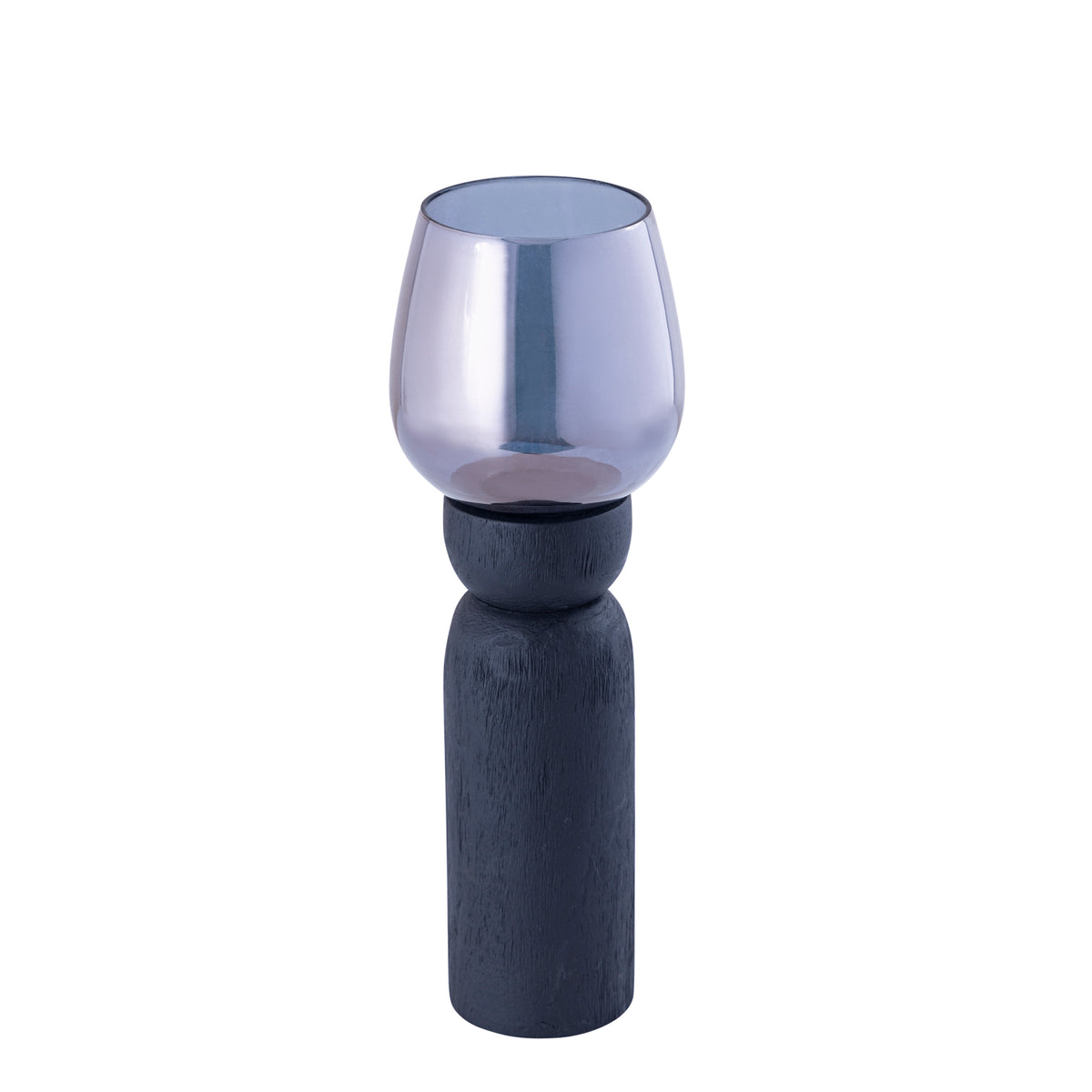 Windlicht – Modernes Design, Quadratische Form, Mangoholz Glas Material, Schwarz, L – Qez | PTMD
