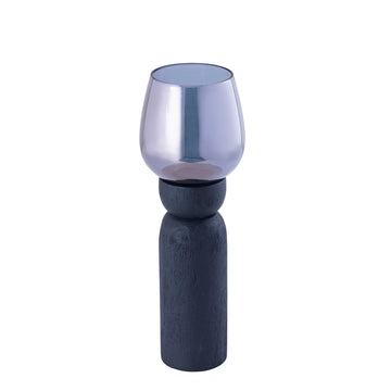 Windlicht – Modernes Design, Quadratische Form, Mangoholz Glas Material, Schwarz, L – Qez | PTMD