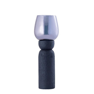 Windlicht – Modernes Design, Quadratische Form, Mangoholz Glas Material, Schwarz, L – Qez | PTMD