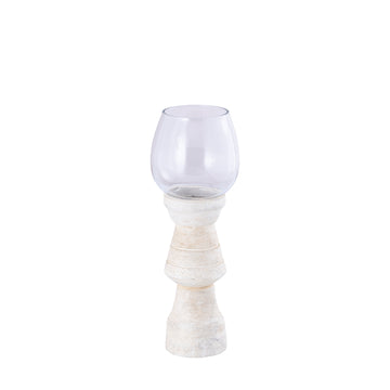 Windlicht – Modernes Design, Quadratische Form, Mangoholz Glas Material, Creme, L – Qez | PTMD