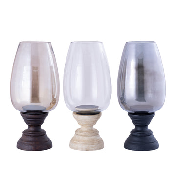 Windlicht – Modernes Design, Quadratische Form, Mangoholz Glas Material, Schwarz, XL – Qez | PTMD