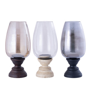 Lantern - Mango Wood Design, Handmade Finish, Smoked Glass Insert, Brown Tone, XL - Qez | PTMD