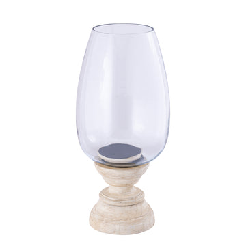 Windlicht – Modernes Design, Quadratische Form, Mangoholz Glas Material, Creme, XL – Qez | PTMD