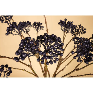 Kunstzweig – Blaue Beeren, Metallkern Struktur, Handgefertigte Verarbeitung | PTMD