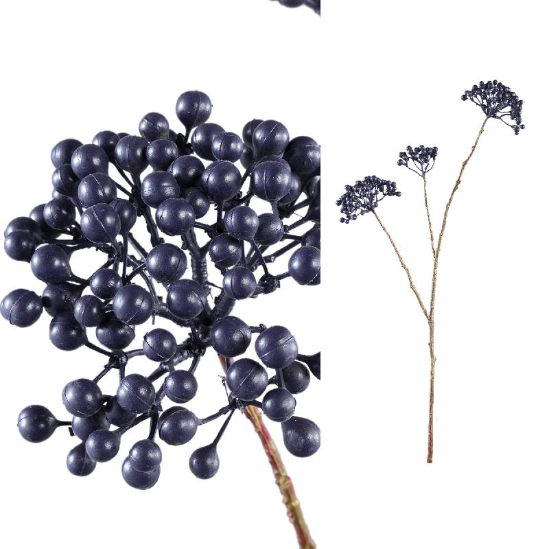 Kunstzweig – Blaue Beeren, Metallkern Struktur, Handgefertigte Verarbeitung | PTMD