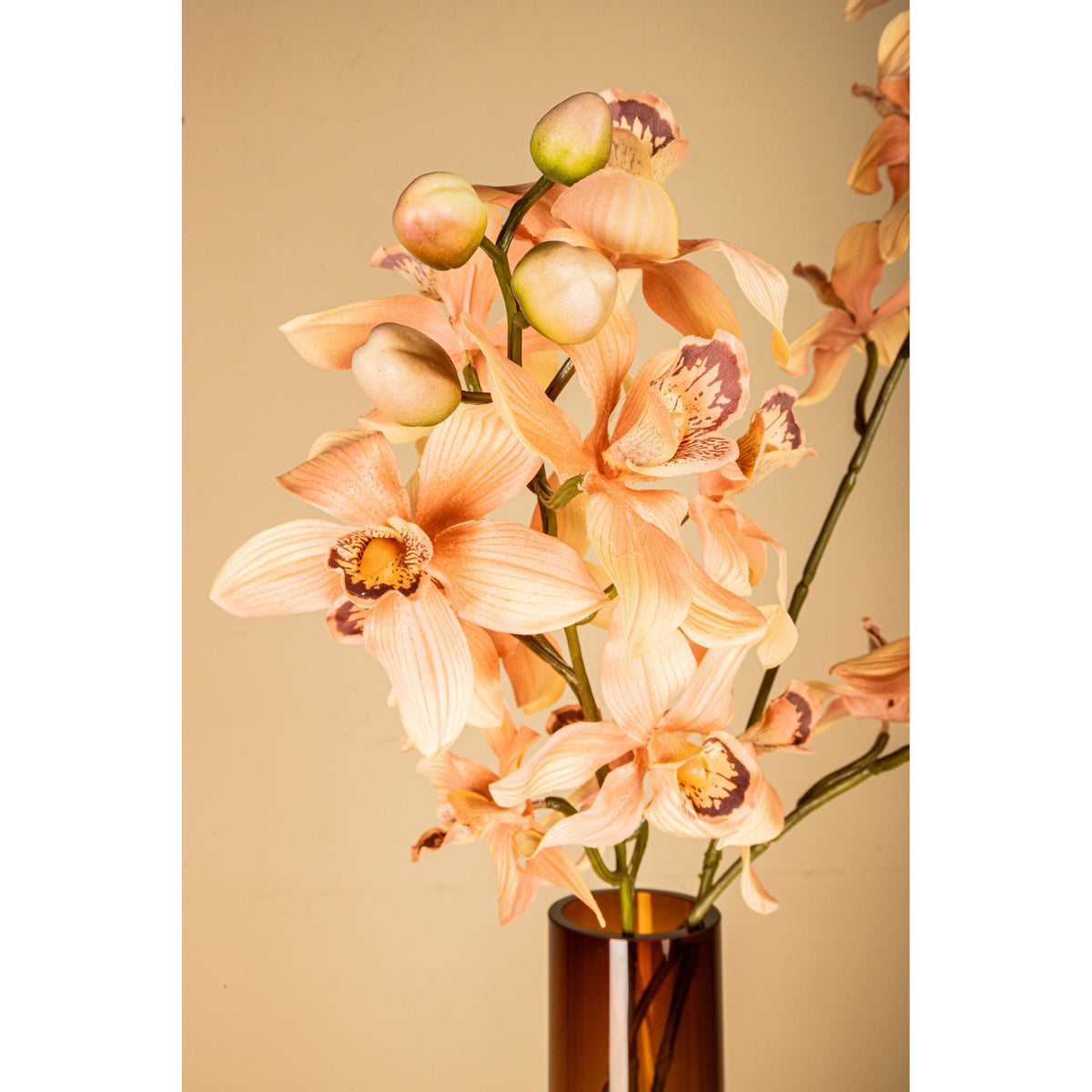 Orchideenblume - Rosa Cymbidium Orchideen Spray, Polyestergewebe, Eisenmetall | PTMD