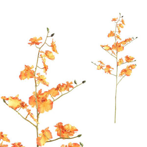Orchid Flower - Orange Dancing Orchid Spray, Iron Metal, PE Plastic, Handmade | PTMD