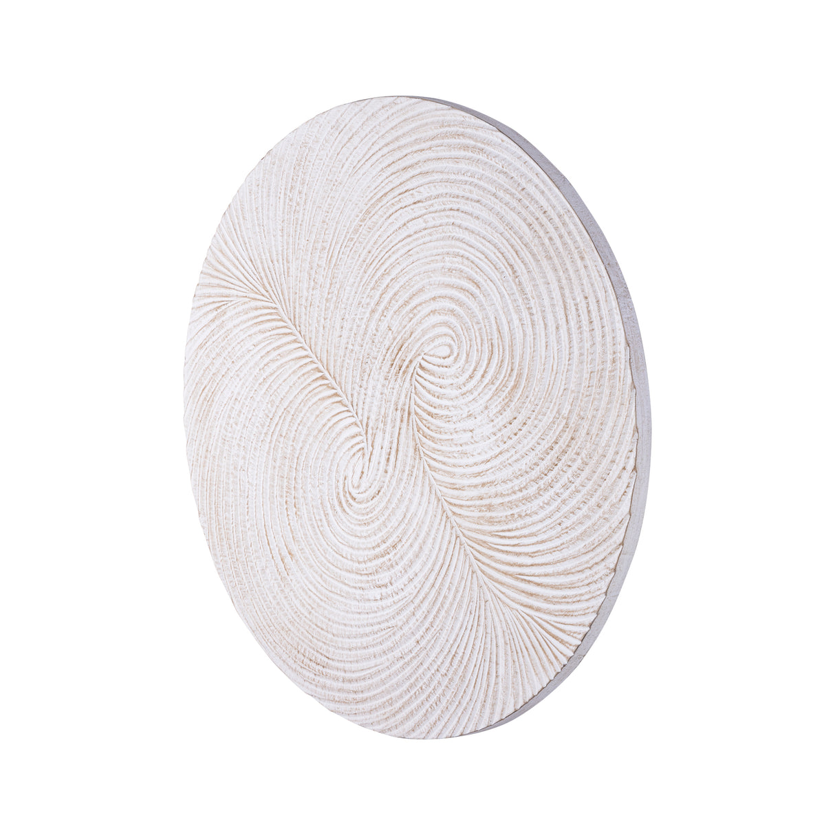 Wandpaneel – Weißes MDF Holz, Runde Form, Wirbel Schnitzdesign, S - Wiktor | PTMD
