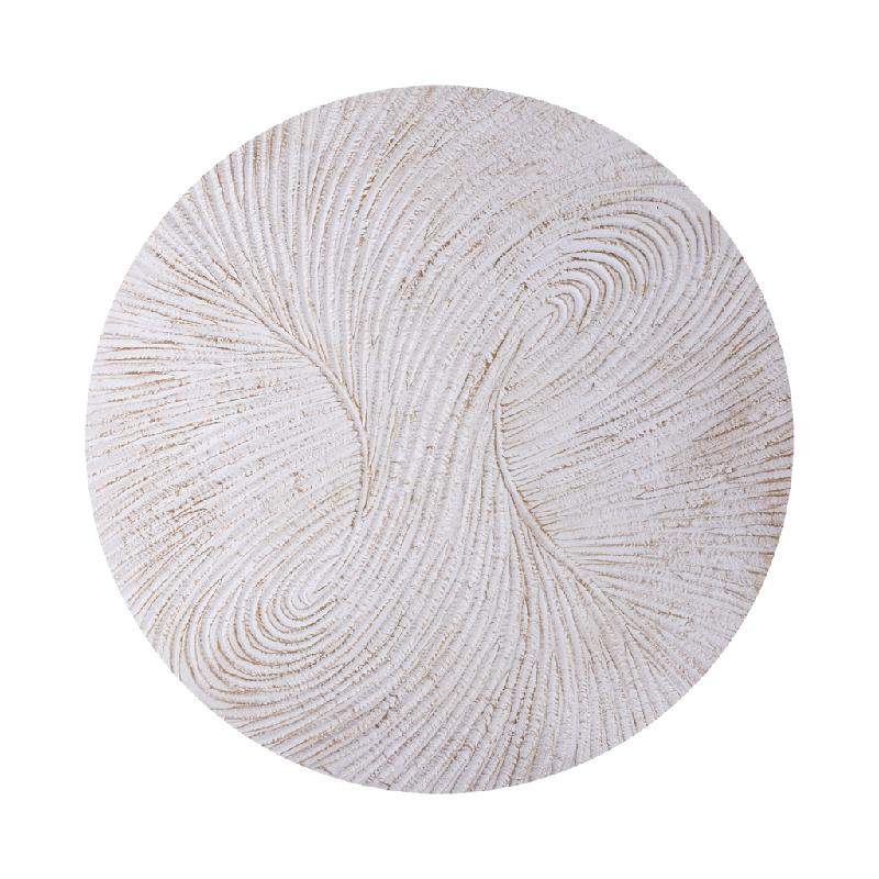 Wandpaneel – Weißes MDF Holz, Runde Form, Wirbel Schnitzdesign, M - Wiktor | PTMD