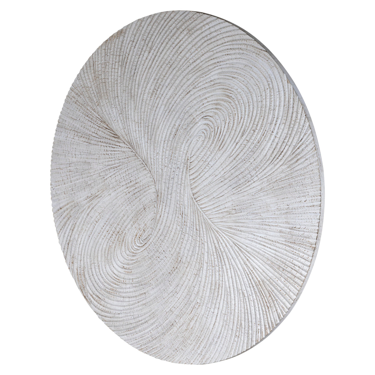 Wandpaneel – Weißes MDF Holz, Runde Form, Wirbel Schnitzdesign, L - Wiktor | PTMD