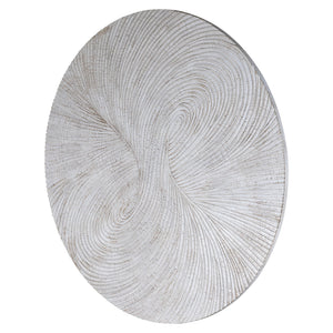Wandpaneel – Weißes MDF Holz, Runde Form, Wirbel Schnitzdesign, L - Wiktor | PTMD