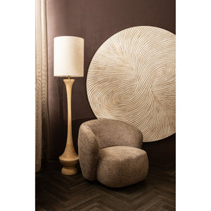 Wandpaneel – Weißes MDF Holz, Runde Form, Wirbel Schnitzdesign, L - Wiktor | PTMD