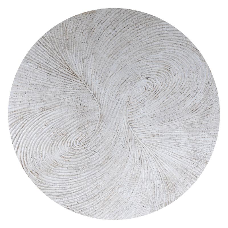 Wandpaneel – Weißes MDF Holz, Runde Form, Wirbel Schnitzdesign, L - Wiktor | PTMD